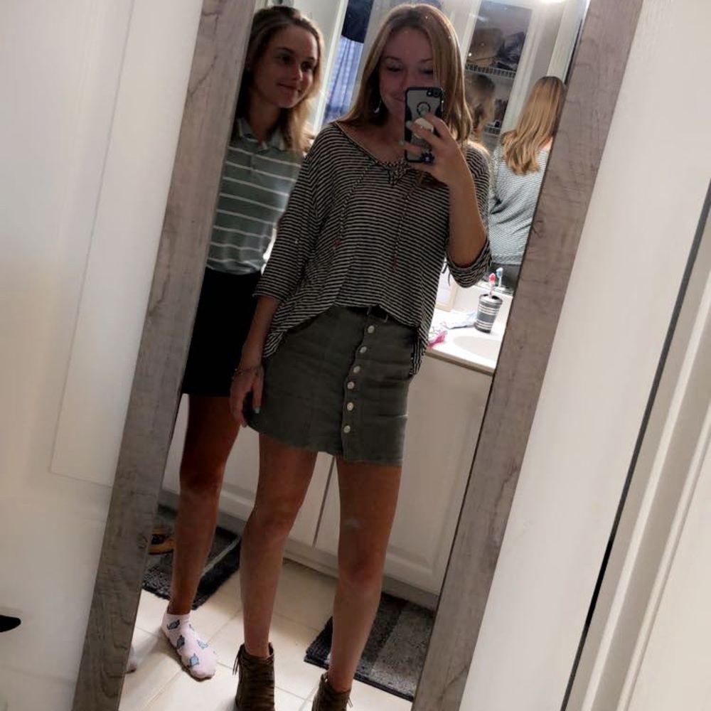 Altar’d State grey button down denim skirt